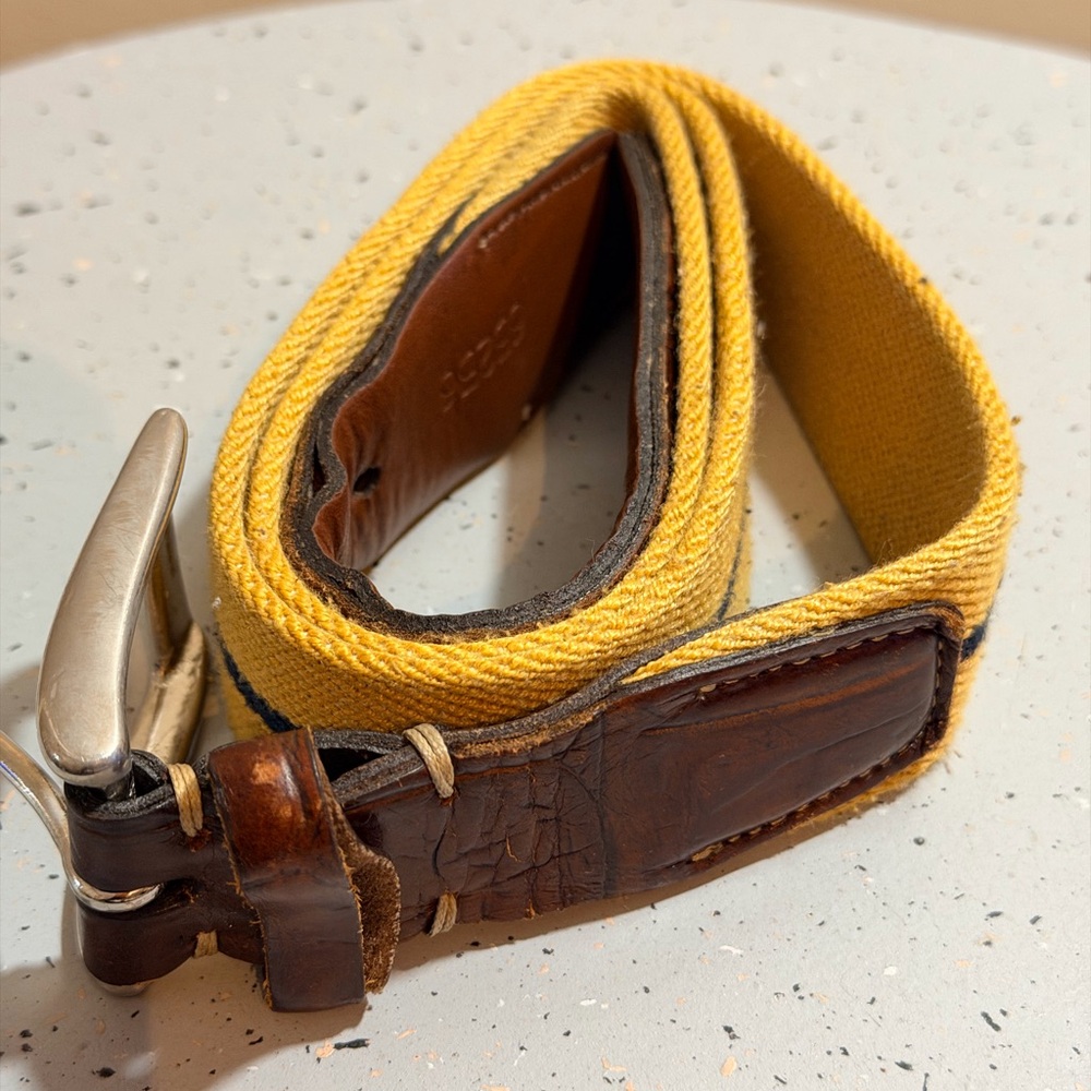 Elegant Yellow and Brown Men's Belt Size 30-32